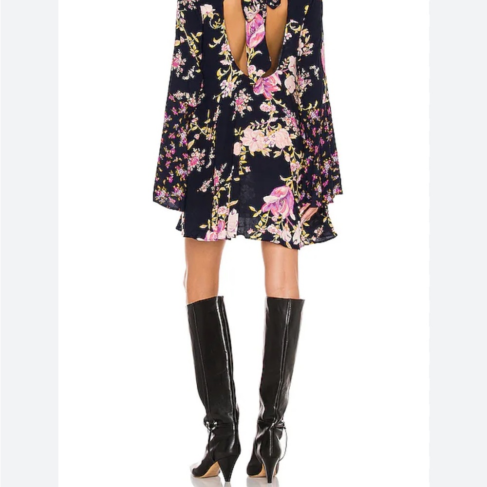 Free People New Floral Open-Back Dress Small